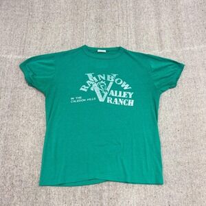 Vintage Rainbow Alley Ranch Shirt Mens Medium Green 1980s Caledon Hills Ontario